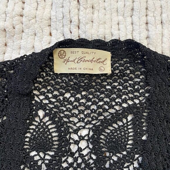 Vintage Hand Crocheted Cardigan Sweater - Size Large - Picture 4 of 5